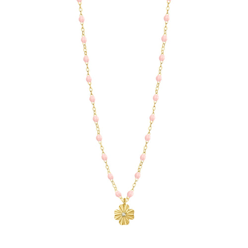 Gigi Clozeau - Collier rose bébé Trèfle Lumière, diamant, or jaune, 42 cm