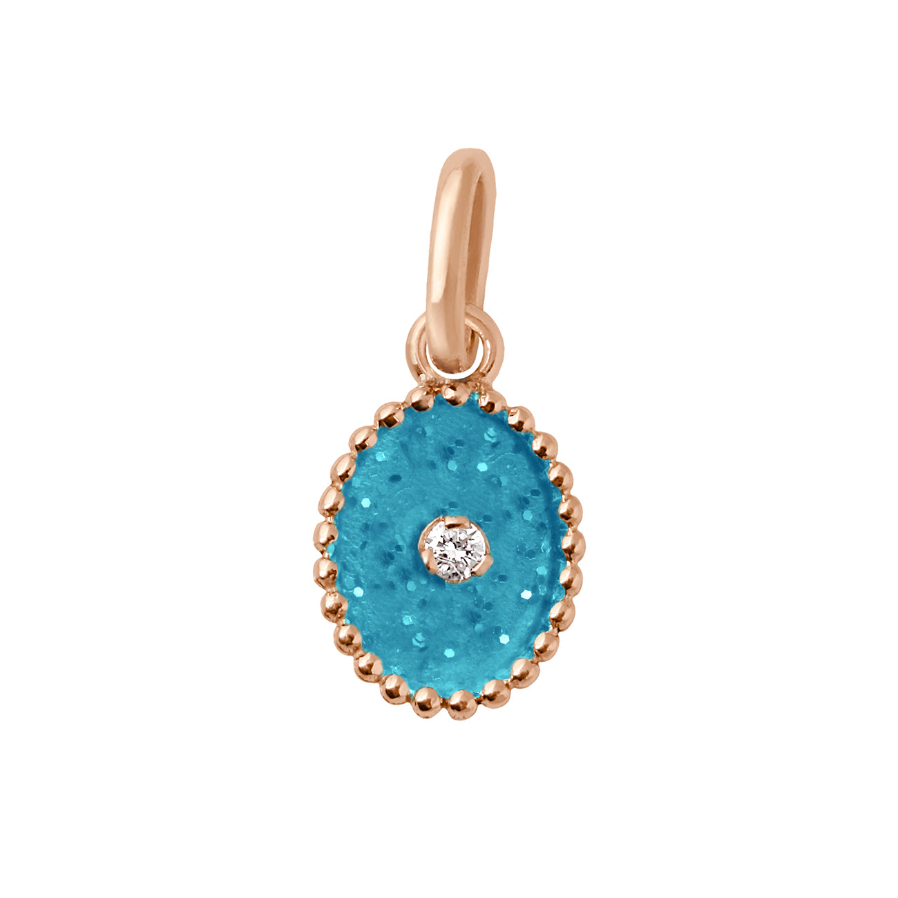 Gigi Clozeau - Pendentif Etoile du Nord résine azur, diamant, or rose