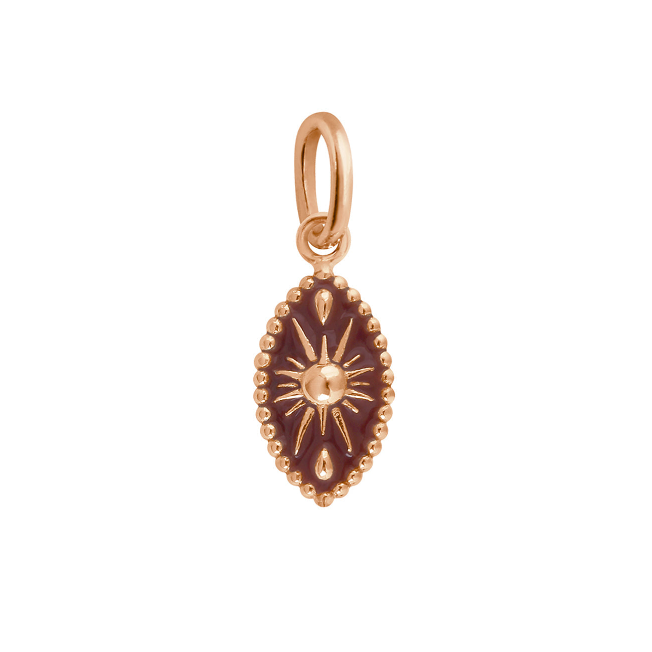 Gigi Clozeau - Pendentif Karma résine moka, or rose, 42 cm