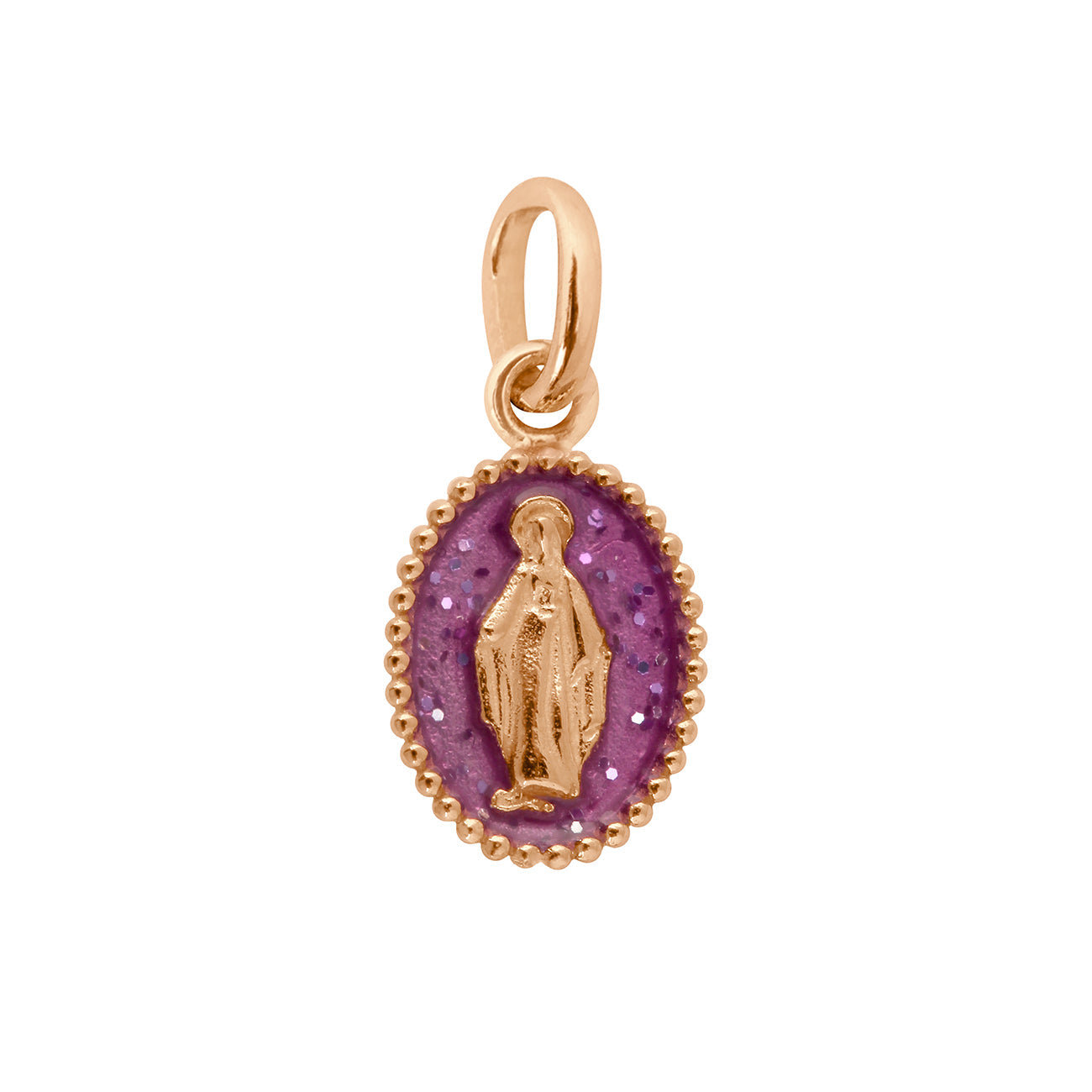 Gigi Clozeau - Pendentif Madone résine galaxy, or rose