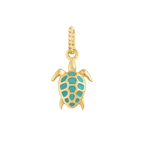 Gigi Clozeau - Pendentif turquoise vert Tortue, or jaune