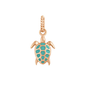 Gigi Clozeau - Pendentif turquoise vert Tortue, or rose