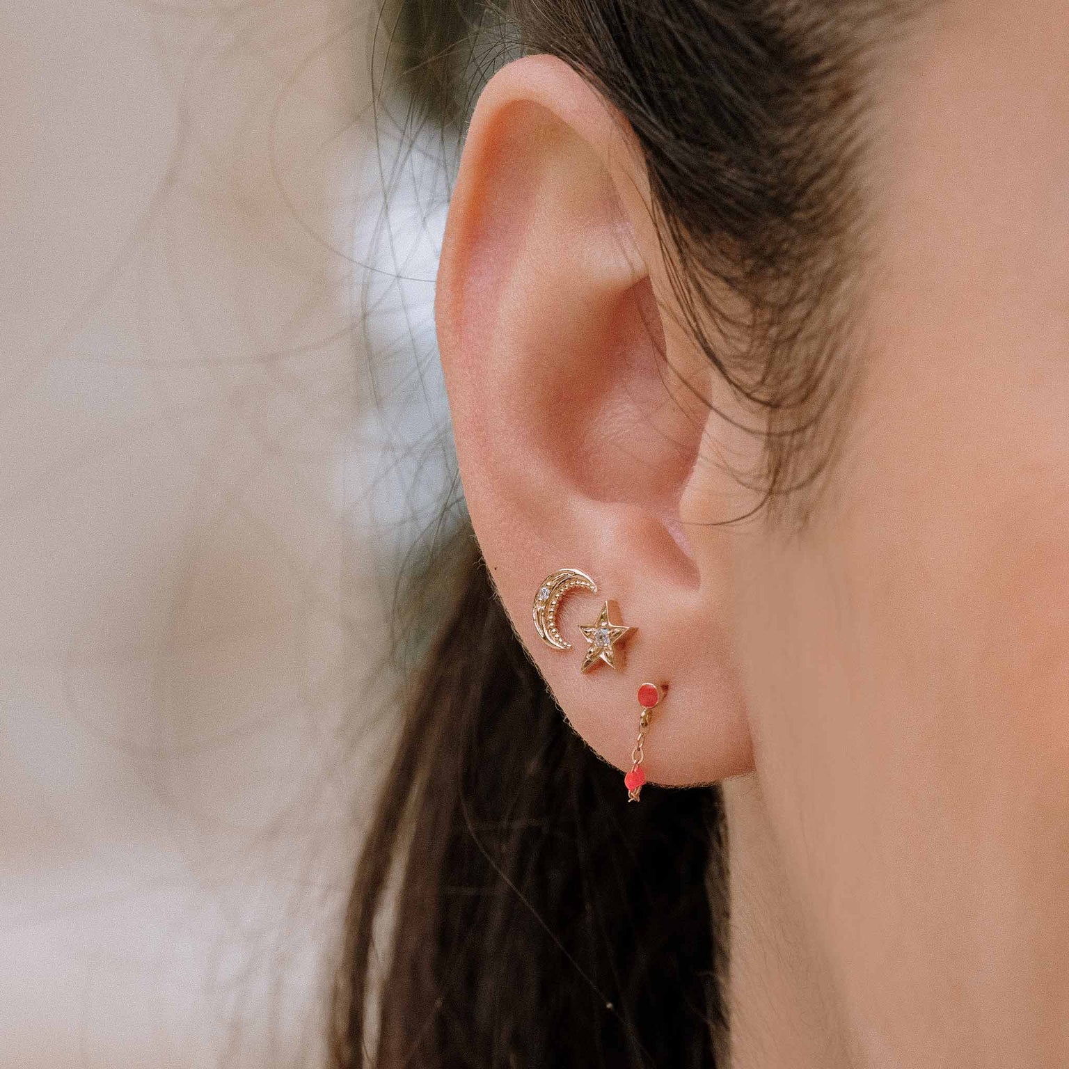 Gigi Clozeau - Boucles d'oreilles Etoile diamant, or jaune