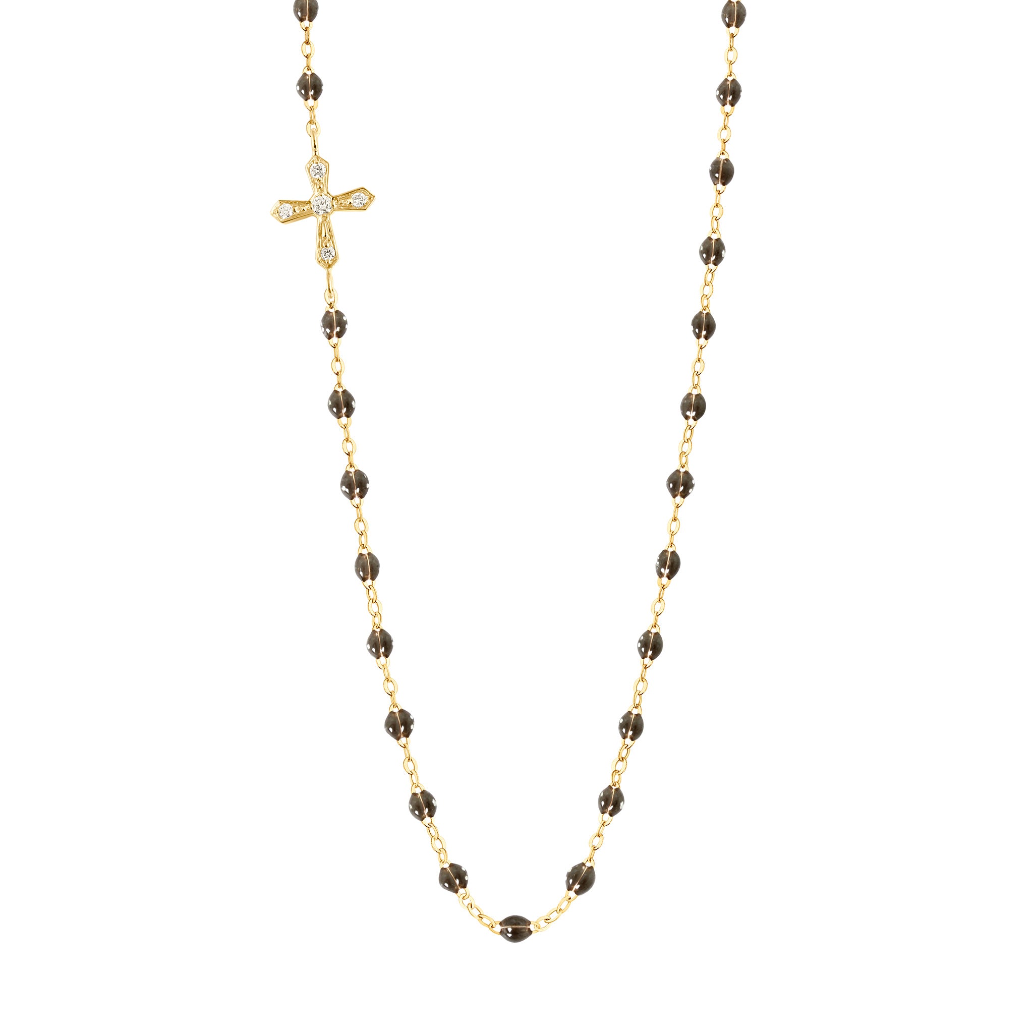 Gigi Clozeau - collier croix vintage quartz, or rose, 42 cm