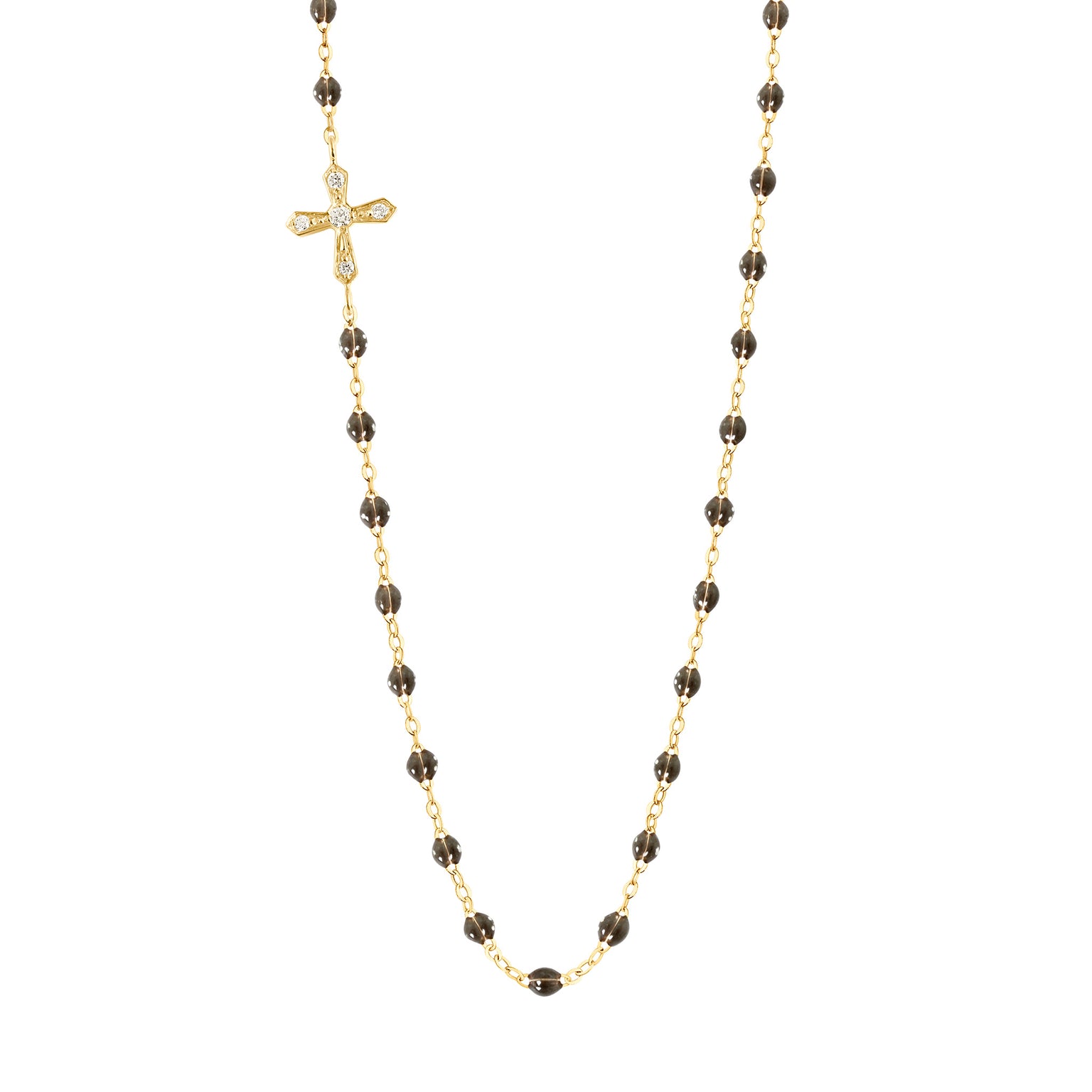 Gigi Clozeau - collier croix vintage quartz, or rose, 42 cm