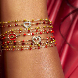Gigi Clozeau - Bracelet rouge Classique Gigi, or rose, 17 cm