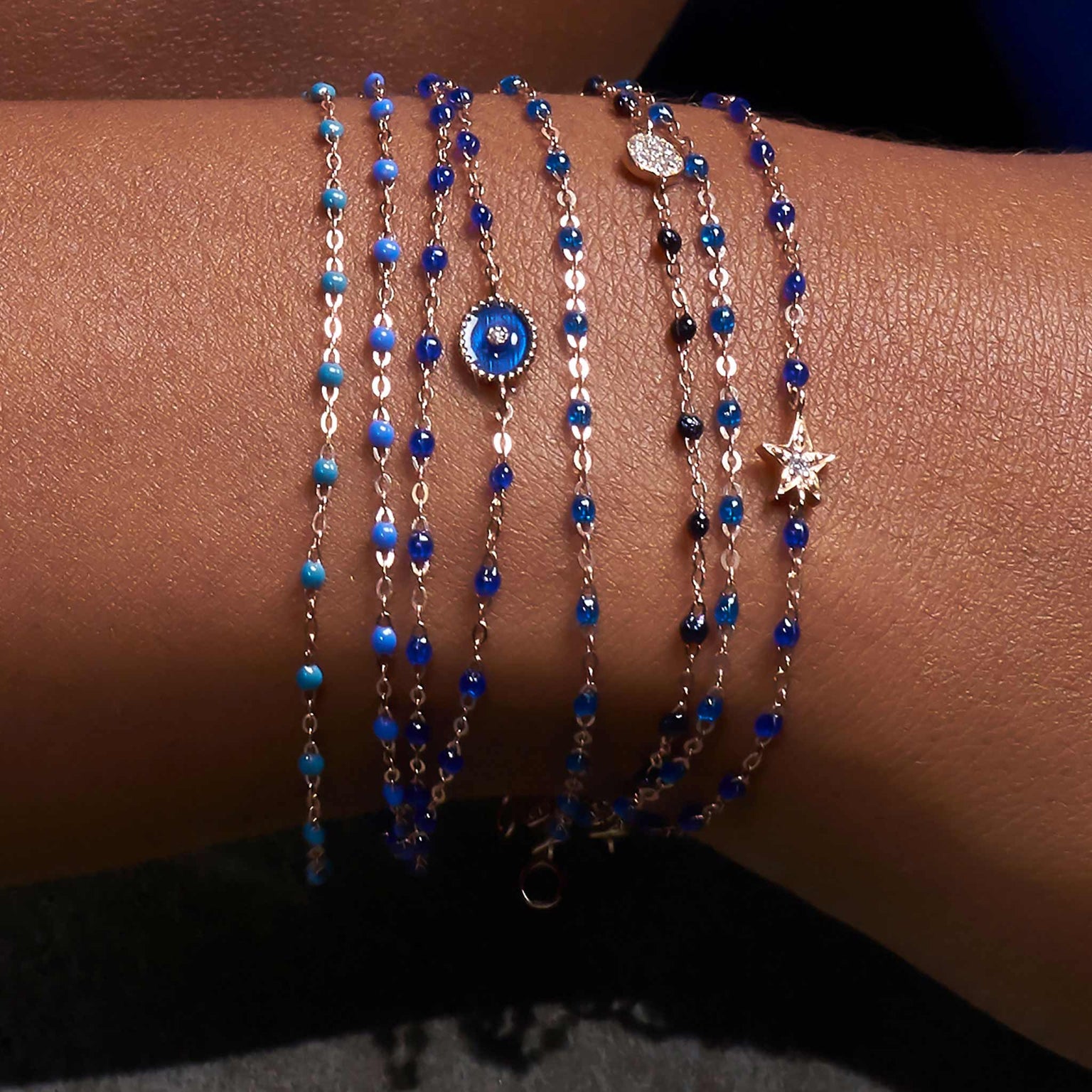 Gigi Clozeau - Bracelet prusse Etoile diamant, or rose, 17 cm