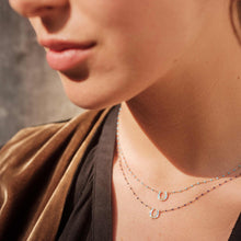 gigi clozeau - Collier Fer à cheval, or jaune, diamants et mini perles de résine prusse, 42 cm