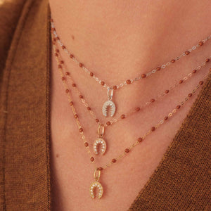 gigi clozeau - Collier fauve Classique Gigi, or blanc, 45 cm