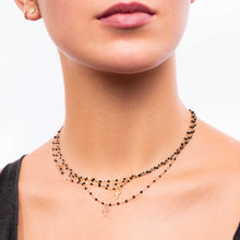 Gigi Clozeau - Collier noir Croix de côté, or jaune, 42 cm