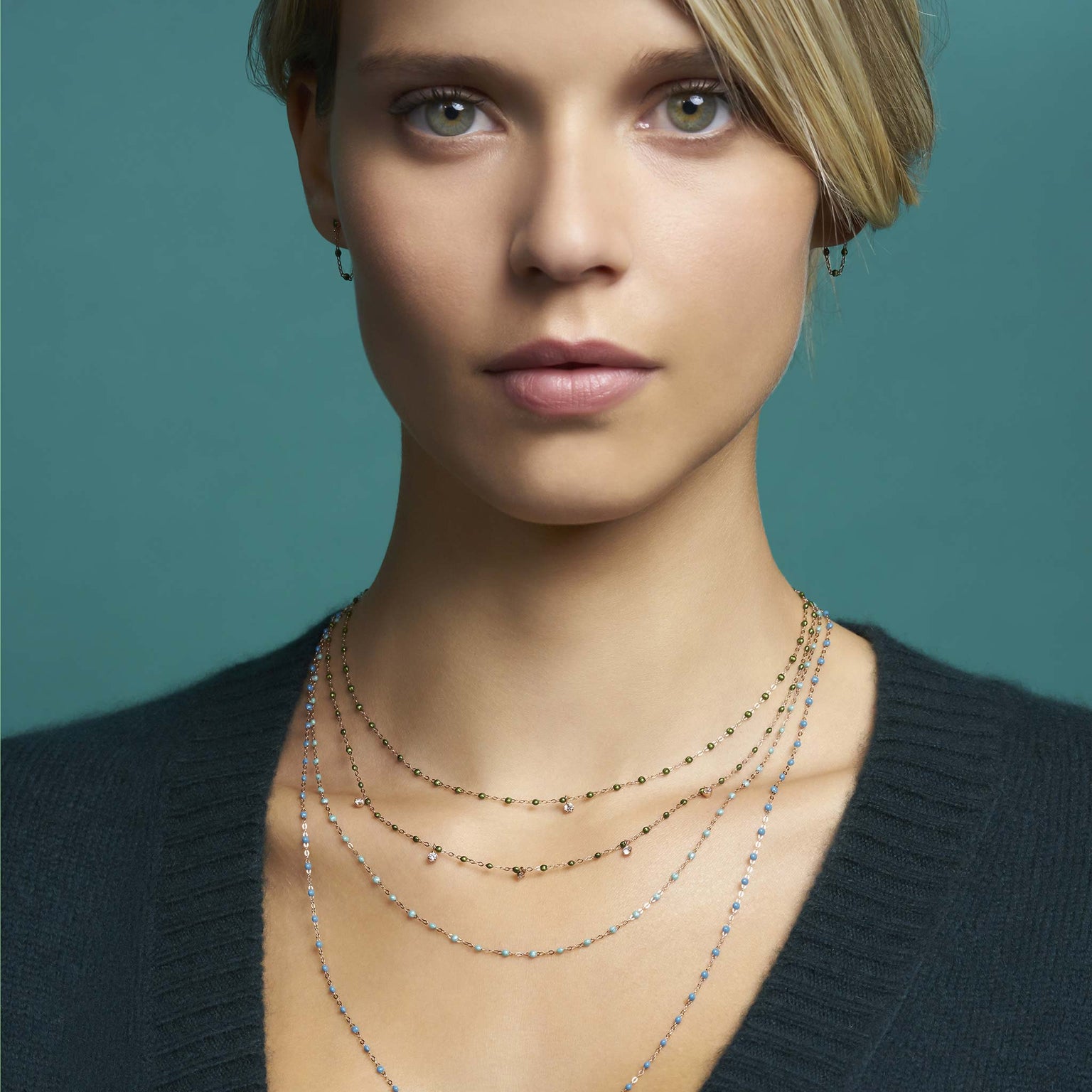 Gigi Clozeau - Collier scarabée Gigi Suprême, or jaune, 1 diamant, 42 cm