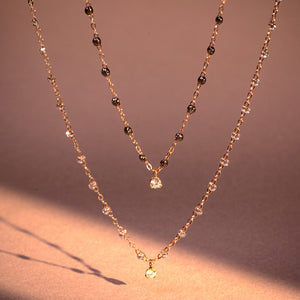 Gigi Clozeau - Collier sparkle Gigi Suprême, or rose, 1 diamant, 42 cm
