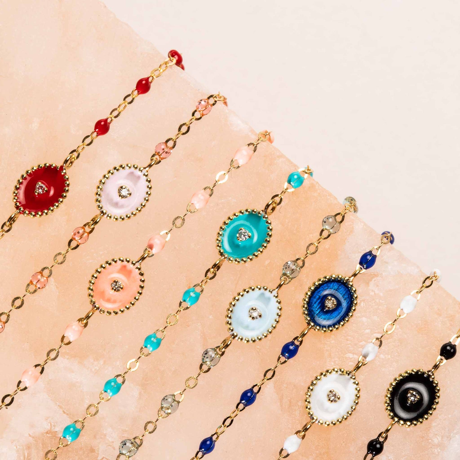 Gigi Clozeau - Bracelet blanc Etoile du Nord diamant, or jaune, 17 cm