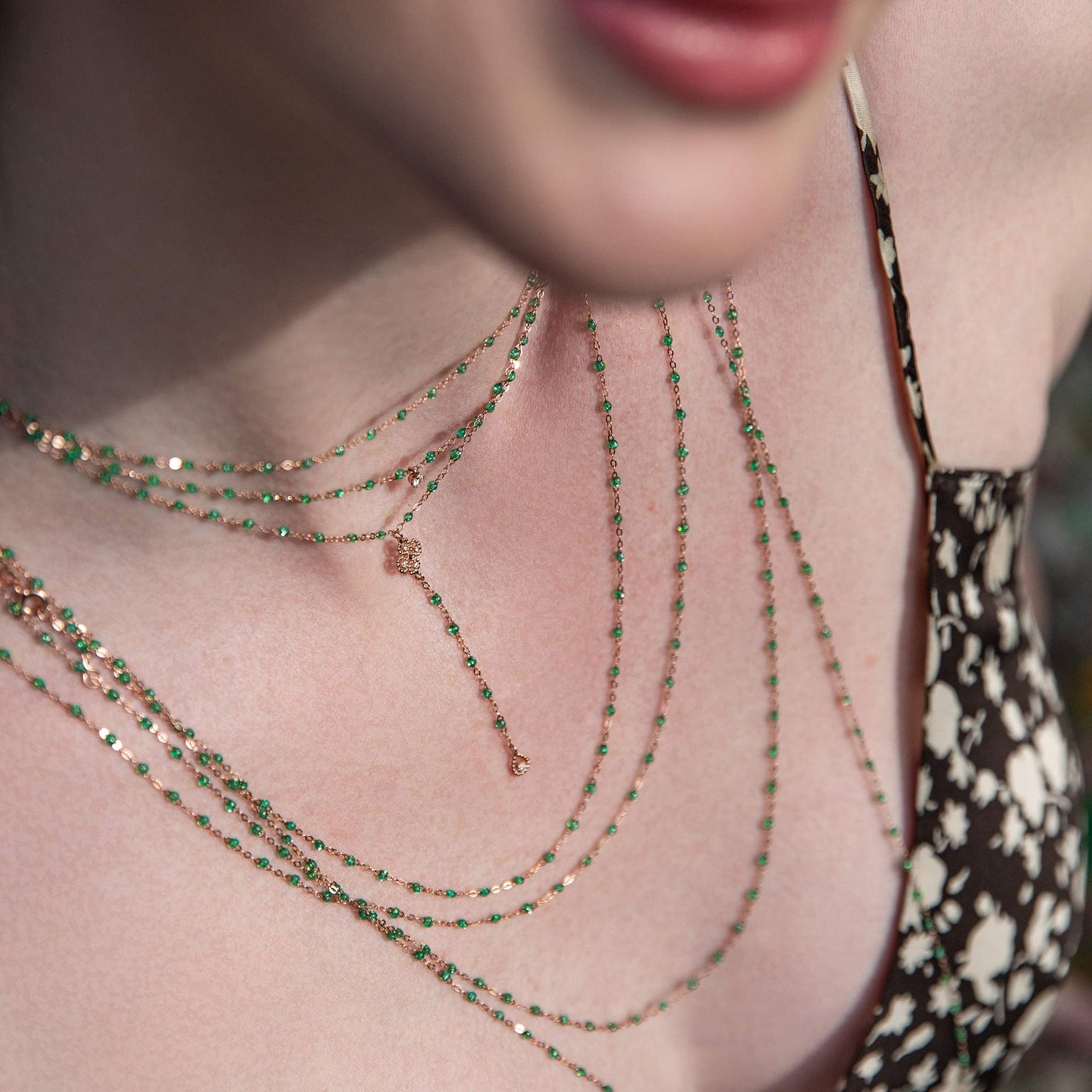 bijoux gigi Clozeau - Collier menthe Classique Gigi, or rose, 42 cm