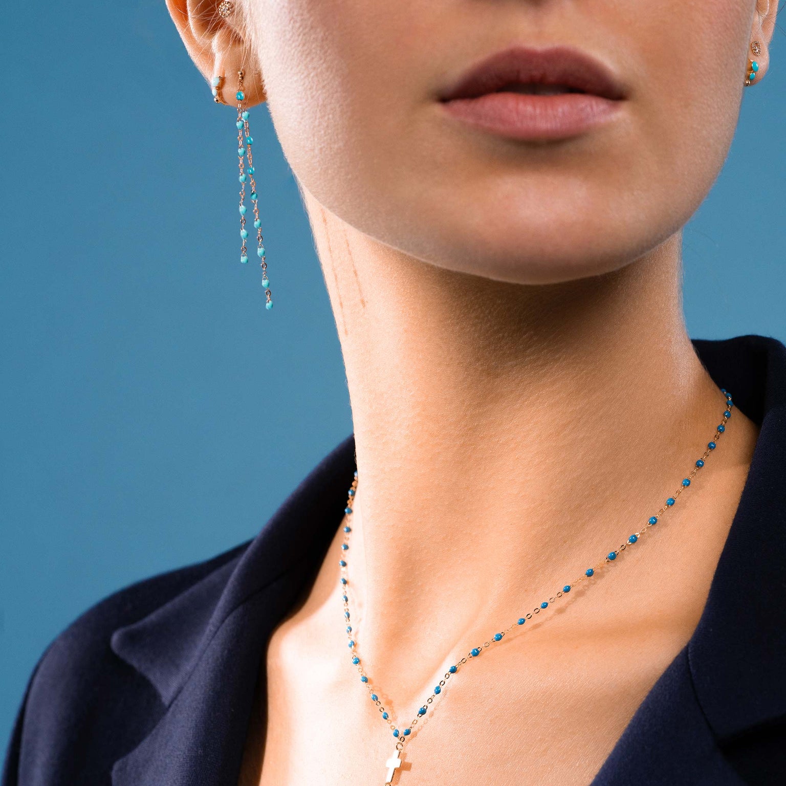 Gigi Clozeau - Boucles d'oreilles Dansantes Classique Gigi turquoise vert, or rose