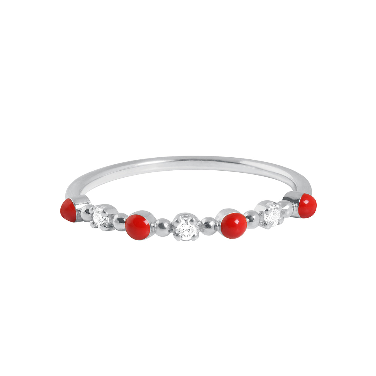 Gigi Clozeau - Bague coquelicot Classique Gigi, 3 diamants, or blanc, T 48