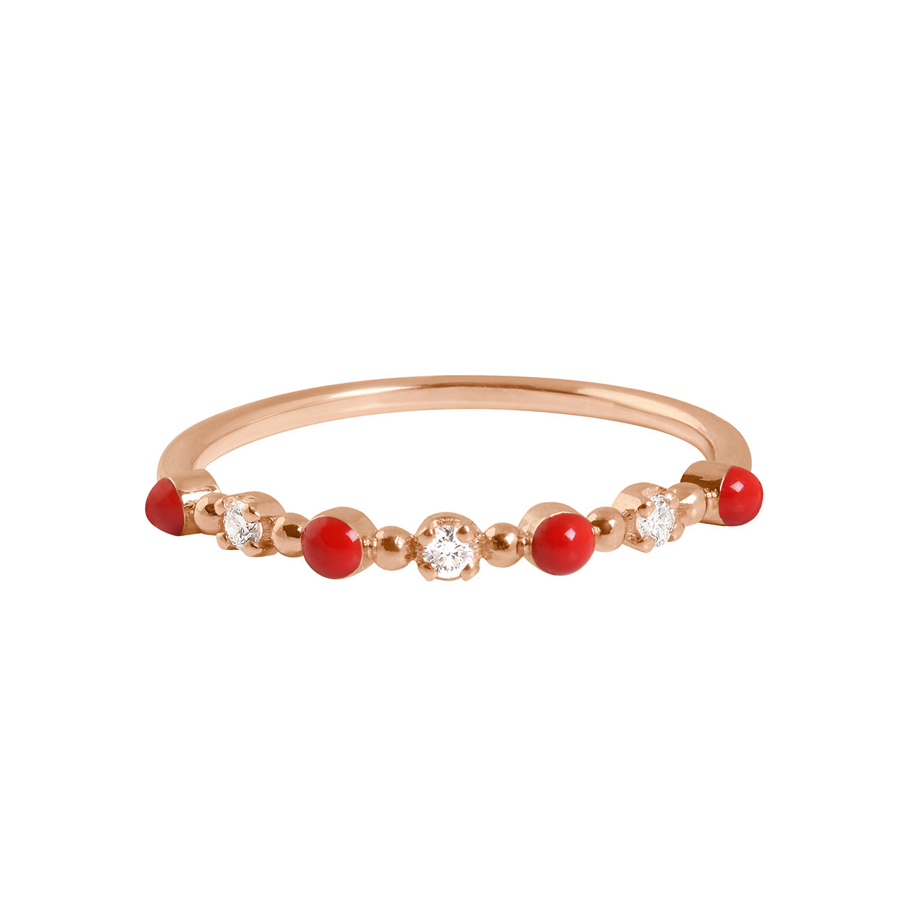 Gigi Clozeau - Bague coquelicot Classique Gigi, 3 diamants, or rose, T 52