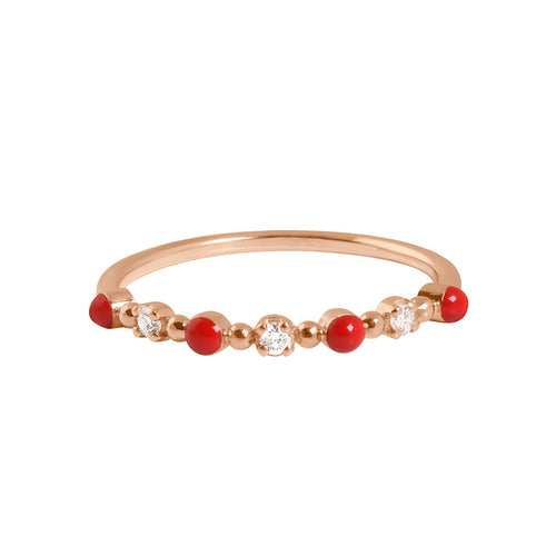 Gigi Clozeau - Bague coquelicot Classique Gigi, 3 diamants, or rose, T 52