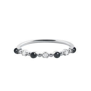 Gigi Clozeau - Bague noire Classique Gigi, 3 diamants, or blanc, T 54