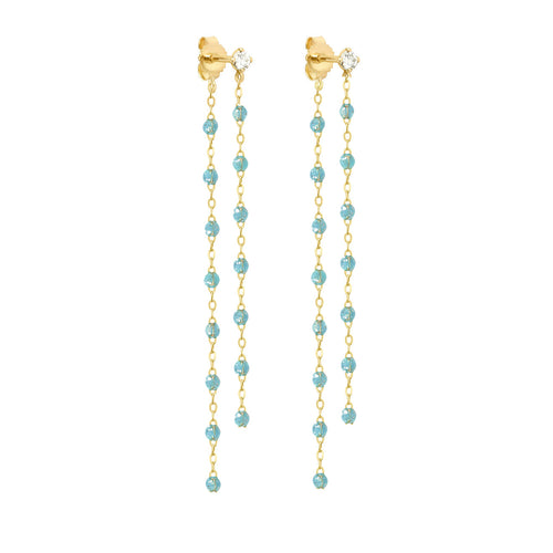 Gigi Clozeau - Boucles d'oreilles Dansantes Classique Gigi aqua, diamants, or jaune