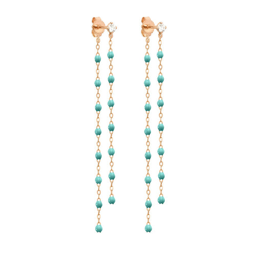 Gigi Clozeau - Boucles d'oreilles Dansantes Classique Gigi turquoise vert, diamants, or rose