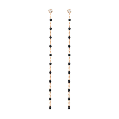 Gigi Clozeau - Boucles d'oreilles noire Gigi Party, diamants, or rose