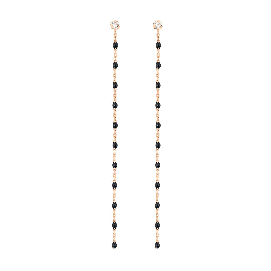 Gigi Clozeau - Boucles d'oreilles noire Gigi Party, diamants, or rose