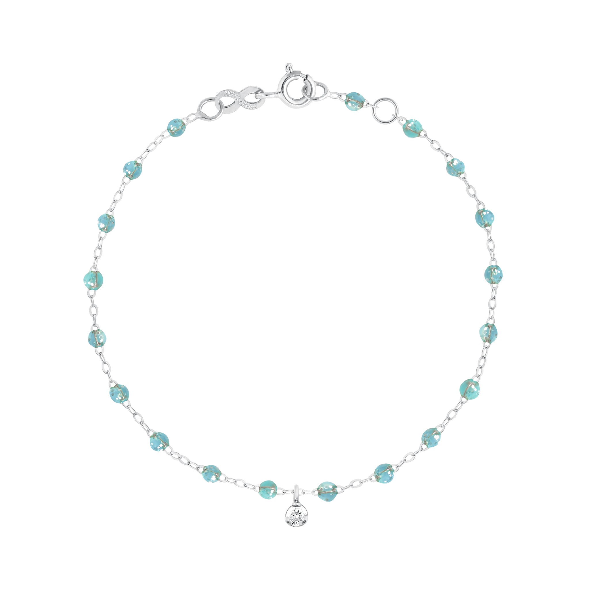 Gigi Clozeau - Bracelet aqua Gigi Suprême, or blanc, 1 diamant, 17 cm