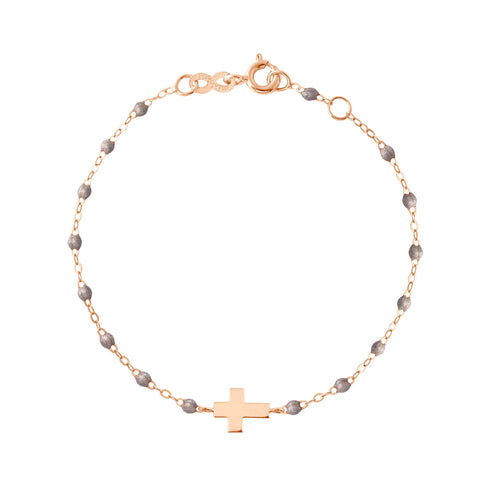Gigi Clozeau - Bracelet argent Croix, or rose, 17cm