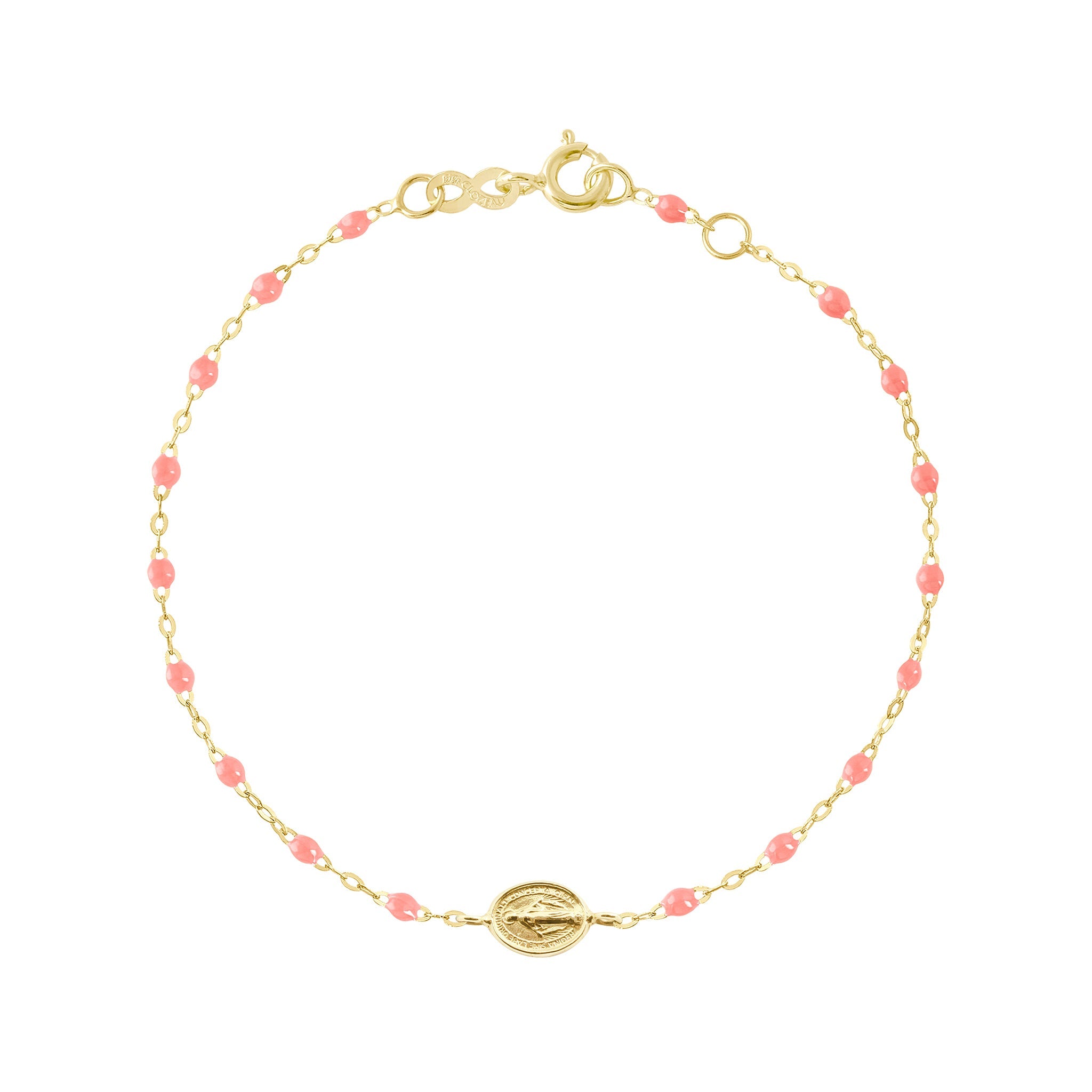Gigi Clozeau - Bracelet bébé fuchsia Madone or jaune, 13 cm