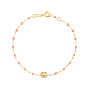 Gigi Clozeau - Bracelet bébé fuchsia Madone or jaune, 13 cm