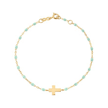 Gigi Clozeau - Bracelet bébé jade Croix, or jaune, 13 cm