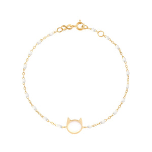 Gigi Clozeau - Bracelet blanc Chat or jaune, 17 cm