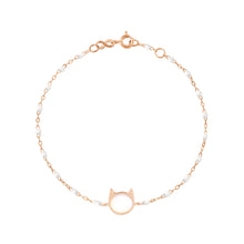 Gigi Clozeau - Bracelet blanc Chat or rose, 17 cm