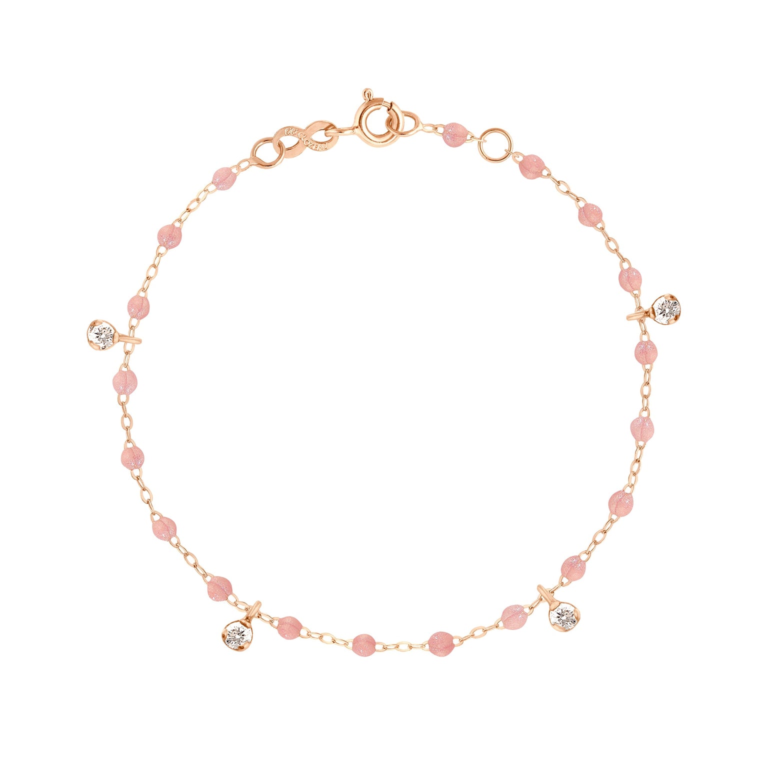 Gigi Clozeau - Bracelet blush Gigi Suprême, or rose, 4 diamants, 17 cm