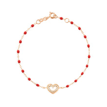 Gigi Clozeau - Bracelet coquelicot Cœur Suprême, diamants, or rose, 17 cm