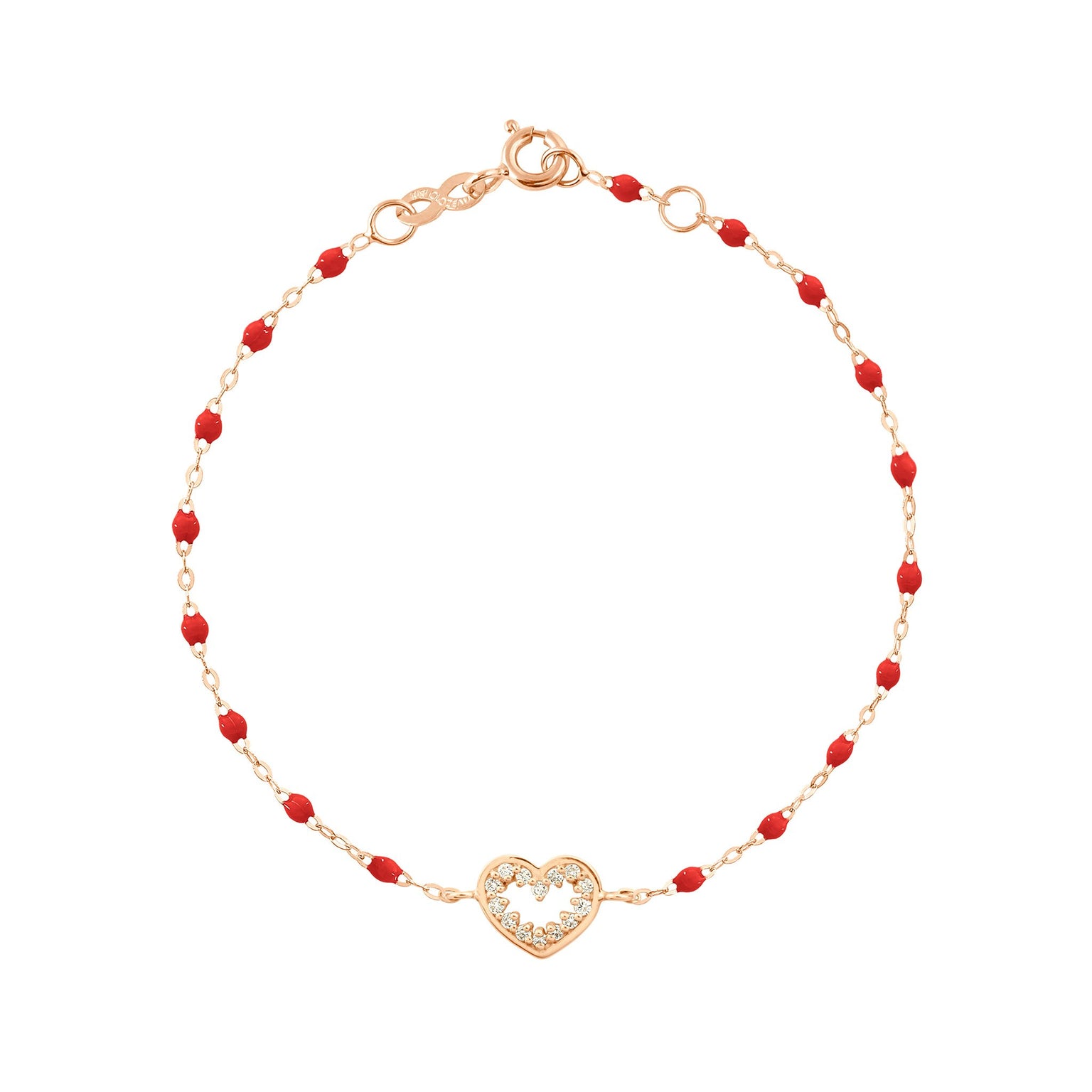 Gigi Clozeau - Bracelet coquelicot Cœur Suprême, diamants, or rose, 17 cm