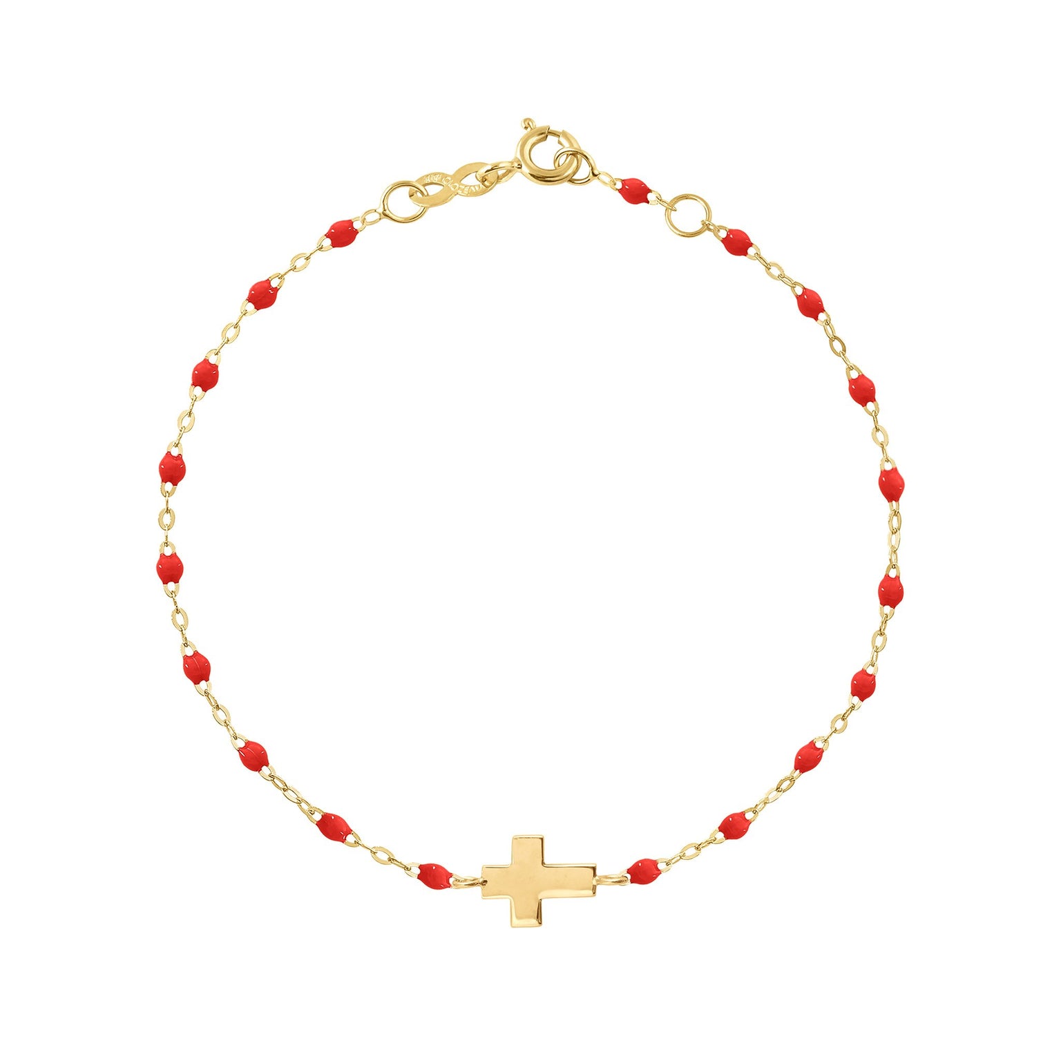 Gigi Clozeau - Bracelet coquelicot Croix, or jaune, 17cm