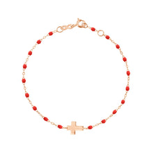 Gigi Clozeau - Bracelet coquelicot Croix, or rose, 17cm