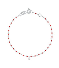 Gigi Clozeau - Bracelet coquelicot Mini Gigi, or blanc, 1 diamant, 17 cm