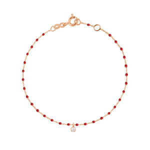 Gigi Clozeau - Bracelet coquelicot Mini Gigi, or rose, 1 diamant, 17 cm