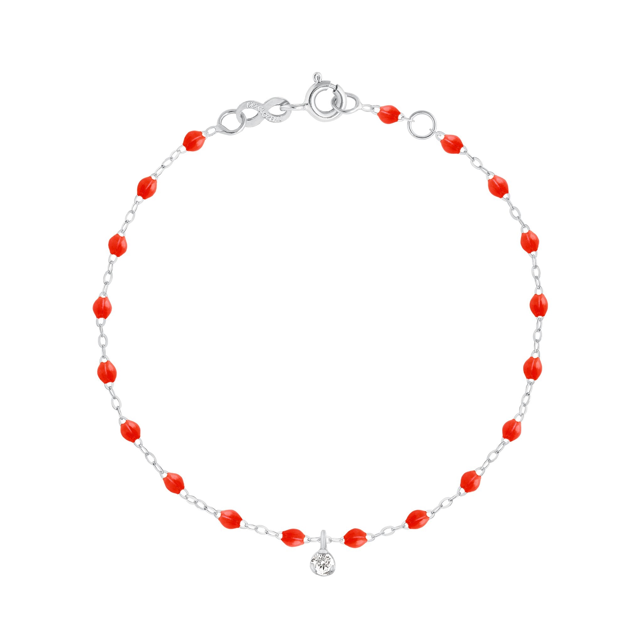 Gigi Clozeau - Bracelet corail Gigi Suprême, or blanc, 1 diamant, 17 cm