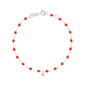 Gigi Clozeau - Bracelet corail Gigi Suprême, or blanc, 1 diamant, 17 cm