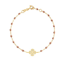 Gigi Clozeau - Bracelet cuivre Lucky Trèfle, diamants, or jaune, 17 cm