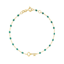 Gigi Clozeau - Bracelet émeraude Clé diamants, or jaune, 17 cm