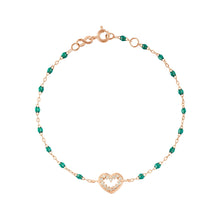 Gigi Clozeau - Bracelet émeraude Cœur Suprême, diamants, or rose, 17 cm