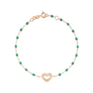Gigi Clozeau - Bracelet émeraude Cœur Suprême, diamants, or rose, 17 cm