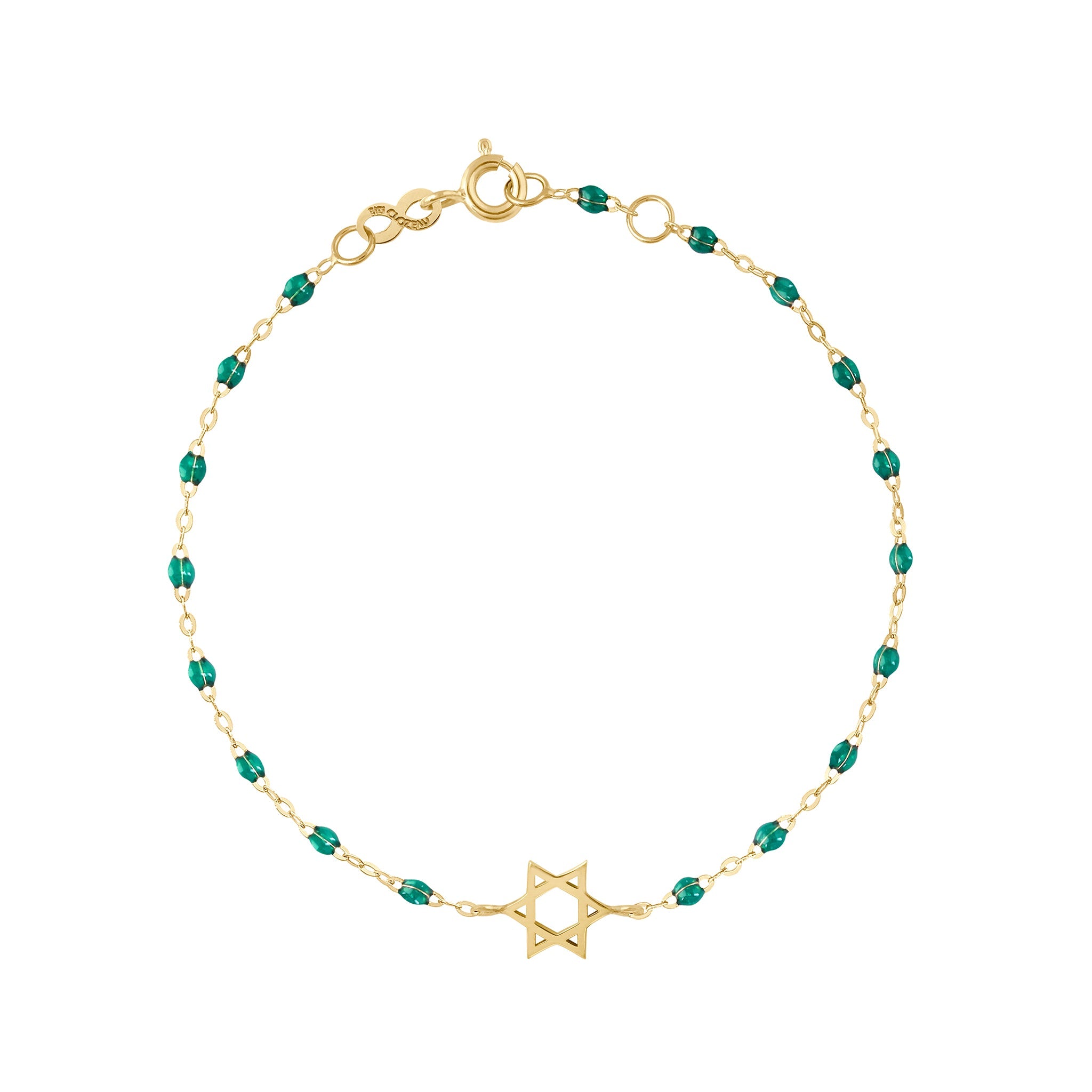 Gigi Clozeau - Bracelet émeraude Etoile de David, or jaune, 17 cm