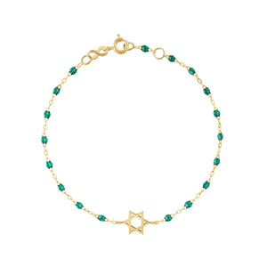 Gigi Clozeau - Bracelet émeraude Etoile de David, or jaune, 17 cm