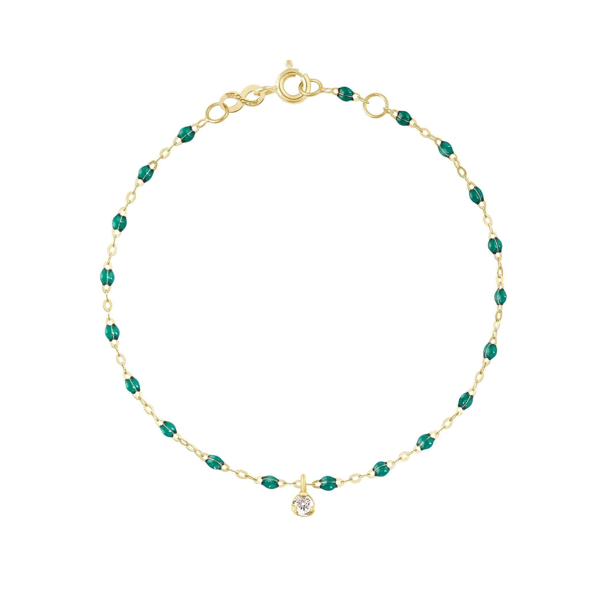 Gigi Clozeau - Bracelet émeraude Gigi Suprême, or jaune, 1 diamant, 17 cm